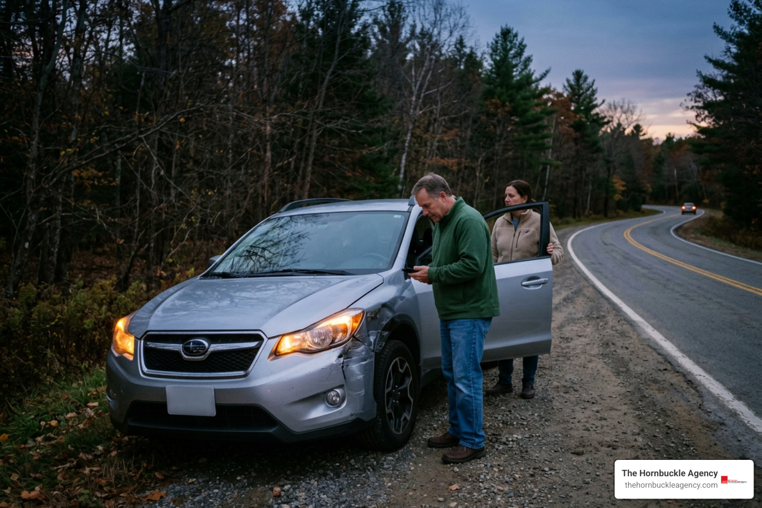 vehicle pulled over safely on shoulder with hazard lights after deer strike vehicle pulled over safely on shoulder with hazard lights after deer strike