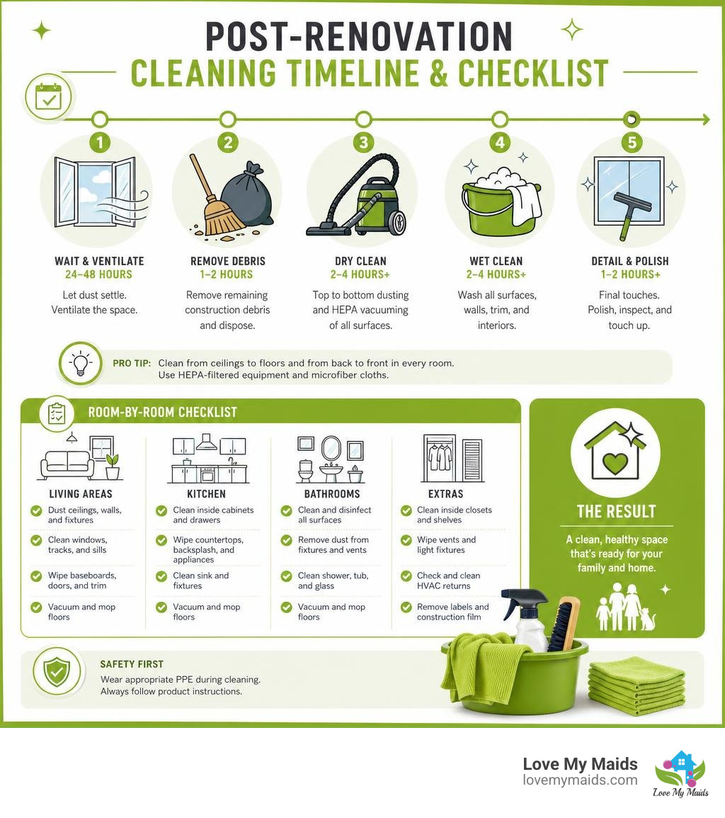 post renovation cleaning timeline and checklist infographic post renovation cleaning timeline and checklist infographic