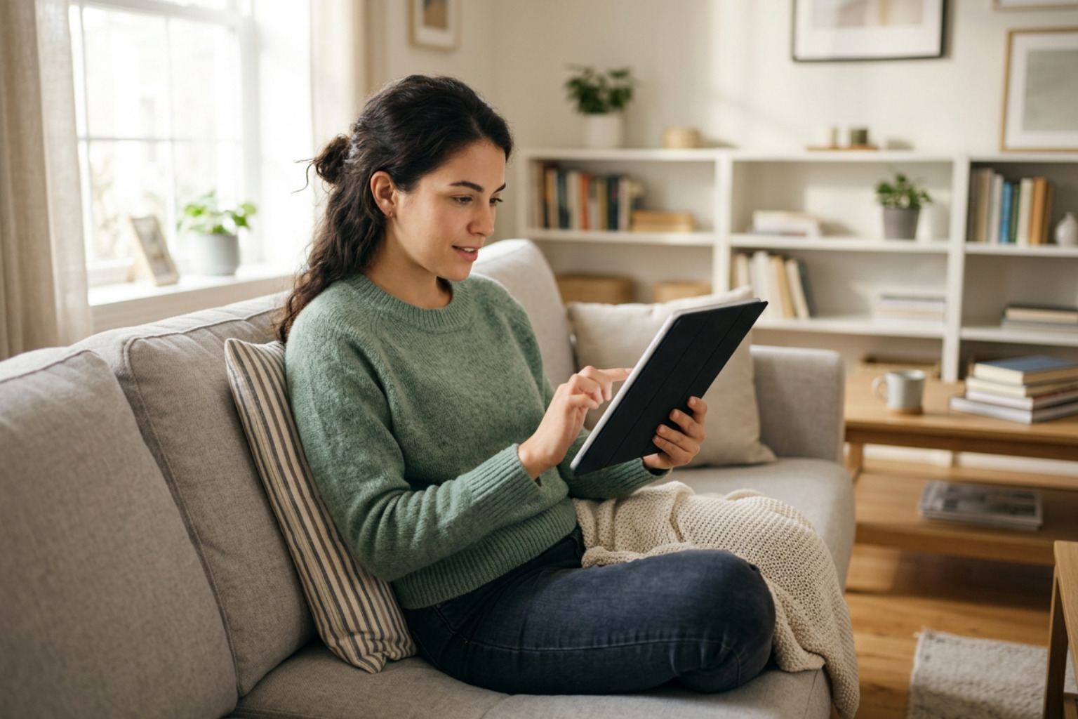 individual reviewing health insurance coverage for teletherapy on a tablet individual reviewing health insurance coverage for teletherapy on a tablet
