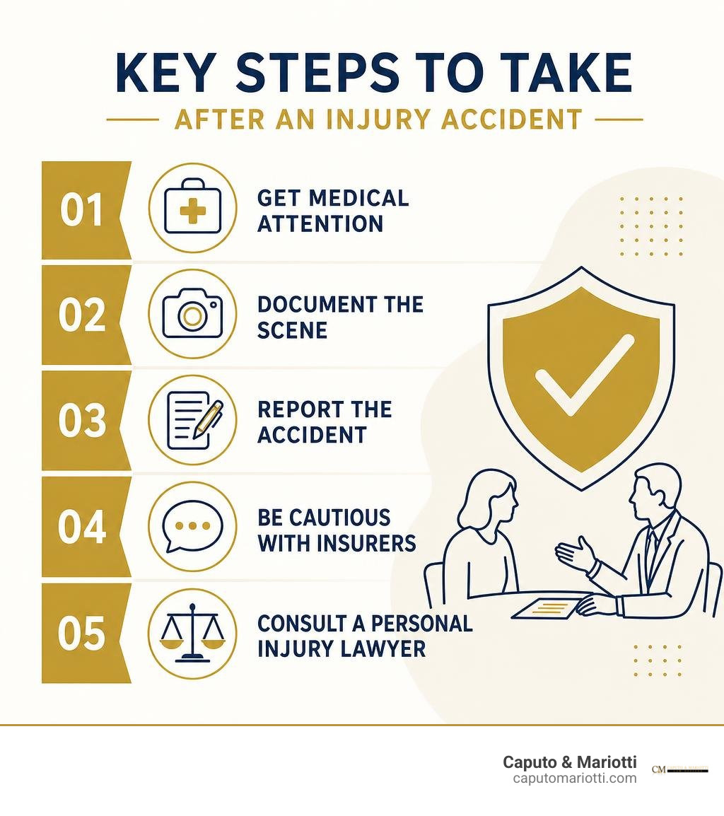 Key steps to take after an injury accident infographic Key steps to take after an injury accident infographic