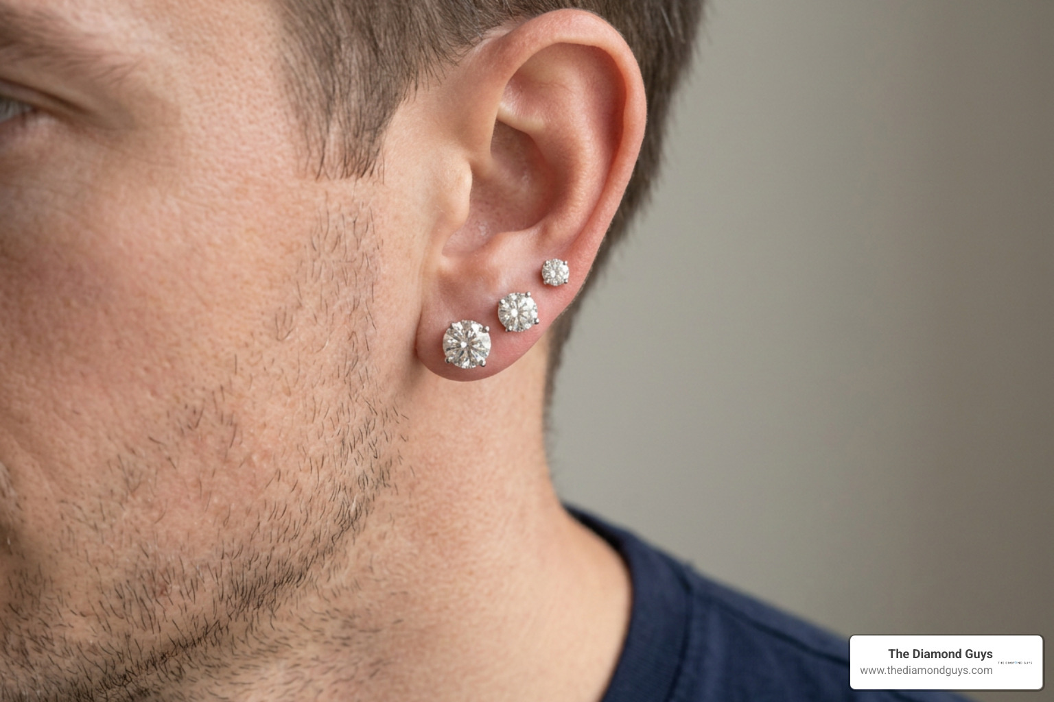 comparing 5mm, 8mm, and 10mm stud diameters on earlobes