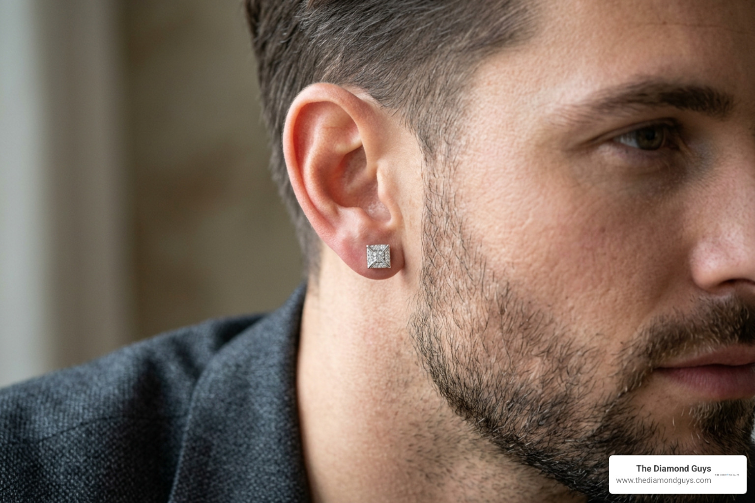 men's white gold diamond earrings