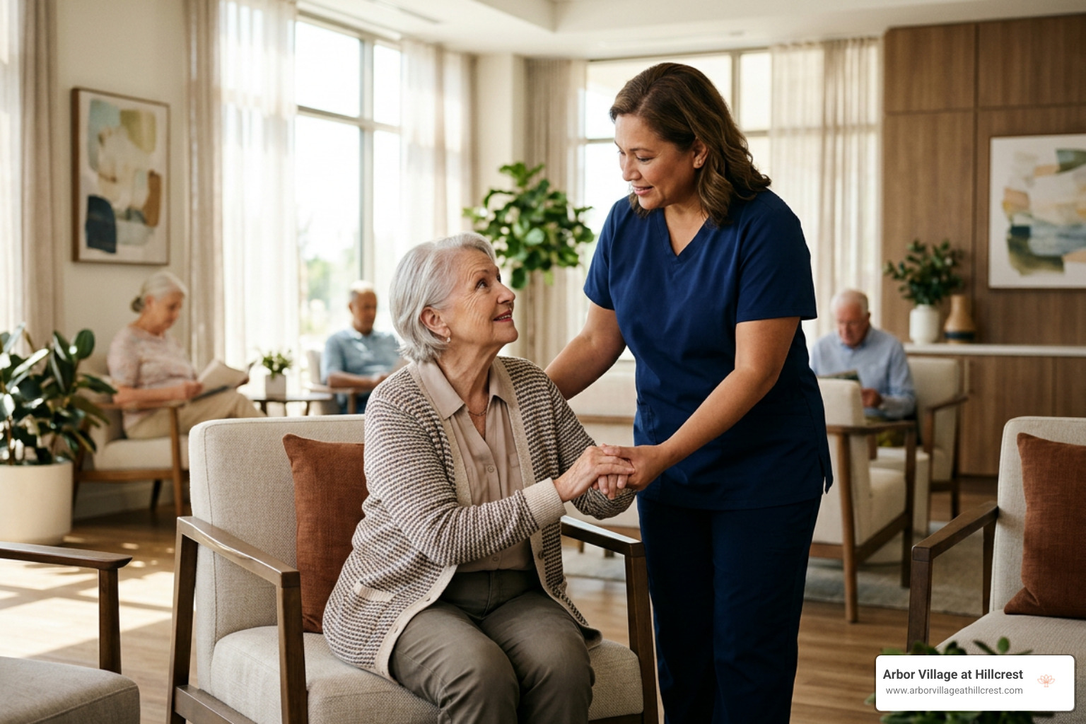 Senior receiving personal care assistance