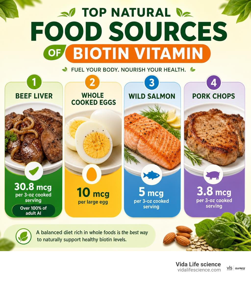 Top natural food sources of biotin vitamin infographic Top natural food sources of biotin vitamin infographic