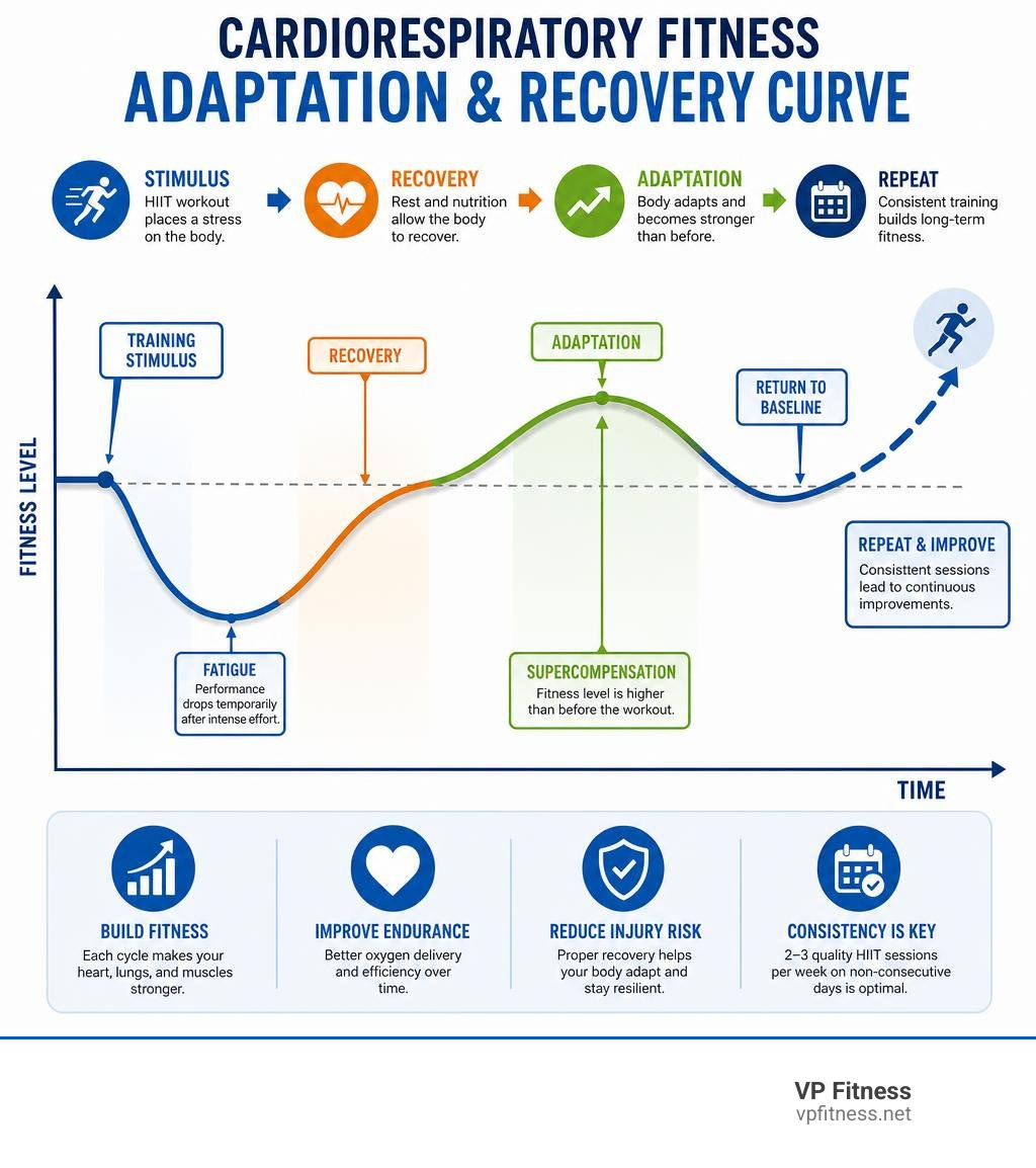 Cardiorespiratory fitness adaptation and recovery curve infographic Cardiorespiratory fitness adaptation and recovery curve infographic