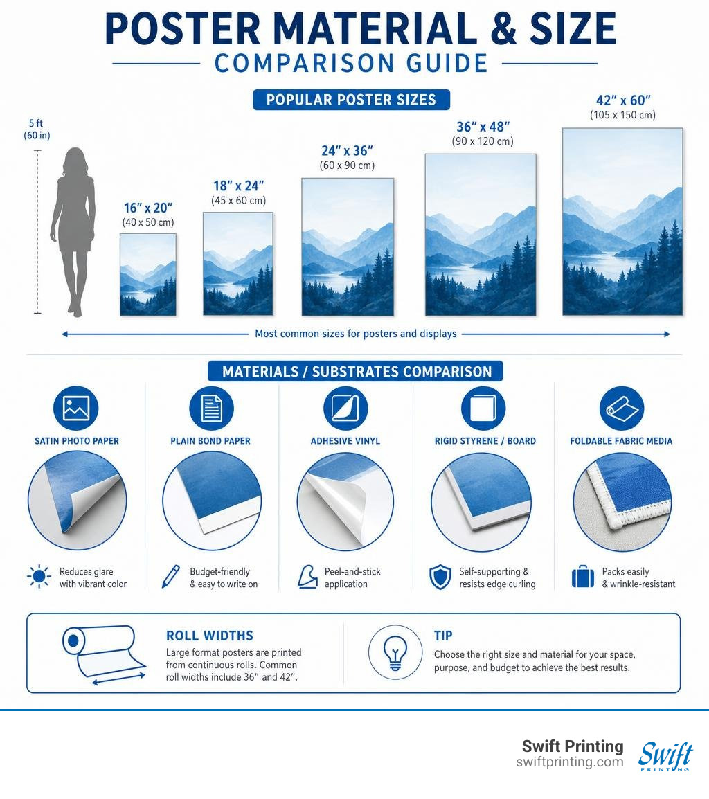 poster material and size comparison guide infographic poster material and size comparison guide infographic