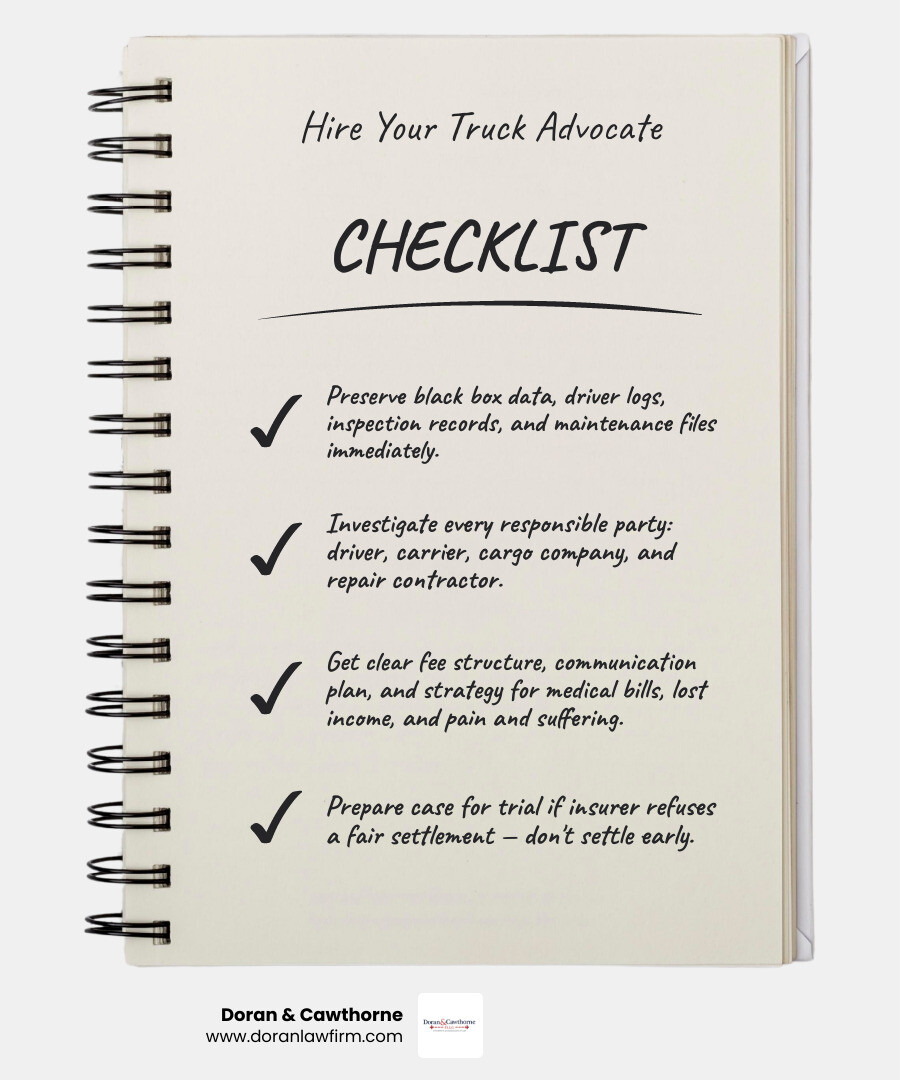 Checklist for hiring a Baton Rouge truck accident lawyer infographic Checklist for hiring a Baton Rouge truck accident lawyer infographic