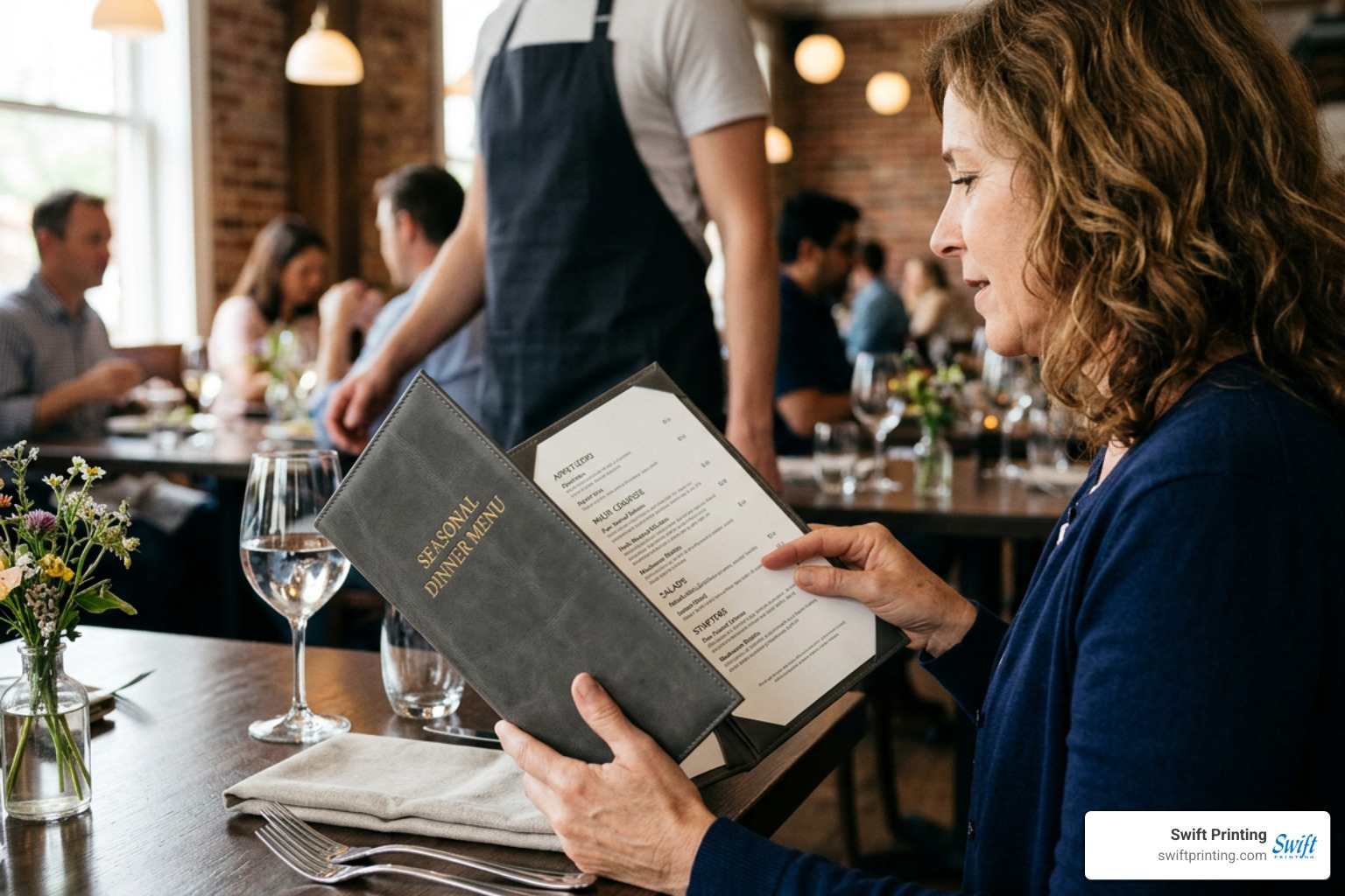 allergen icon legend on an upscale dinner menu