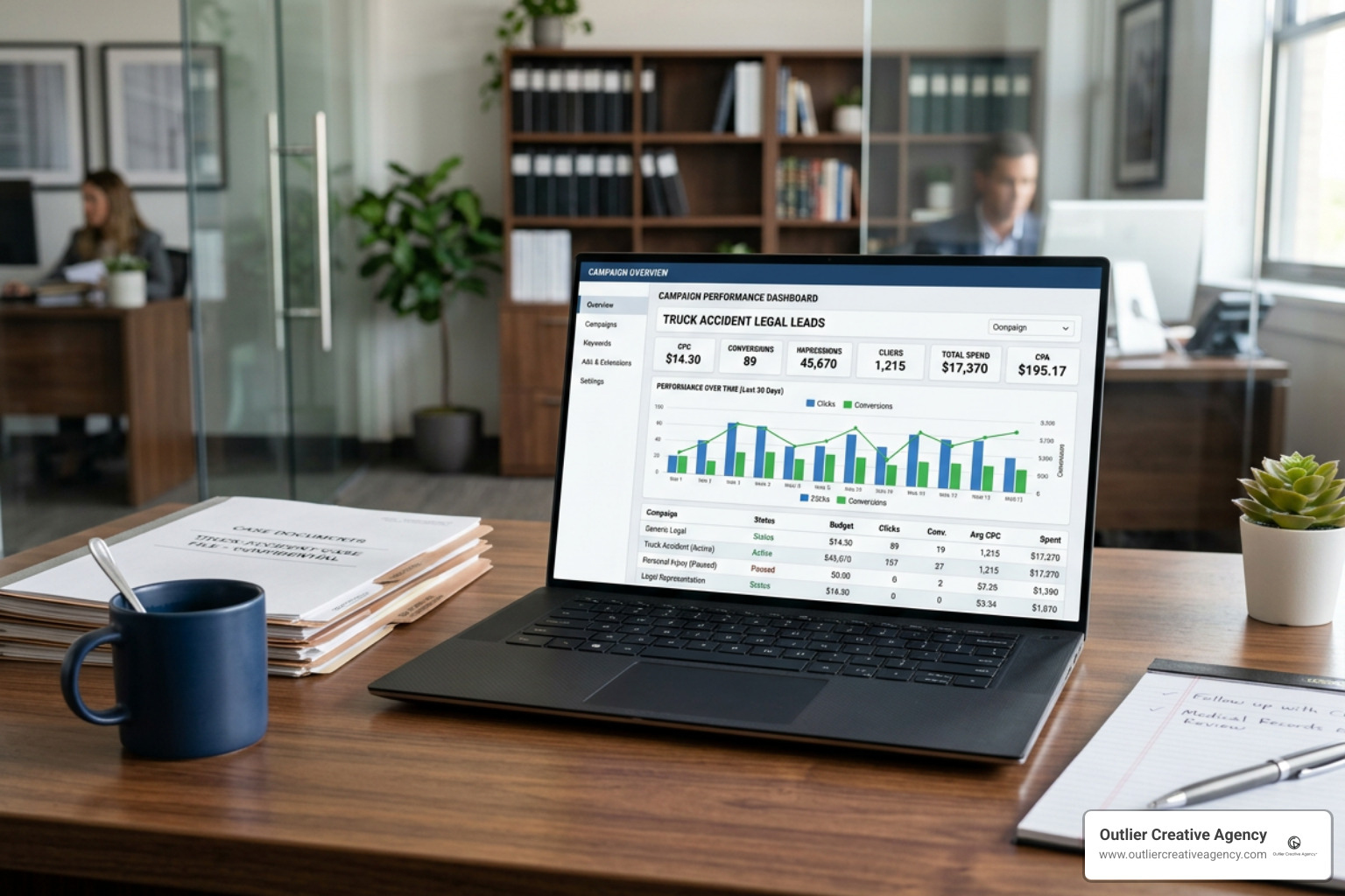 commercial vehicle litigation Google Ads performance dashboard