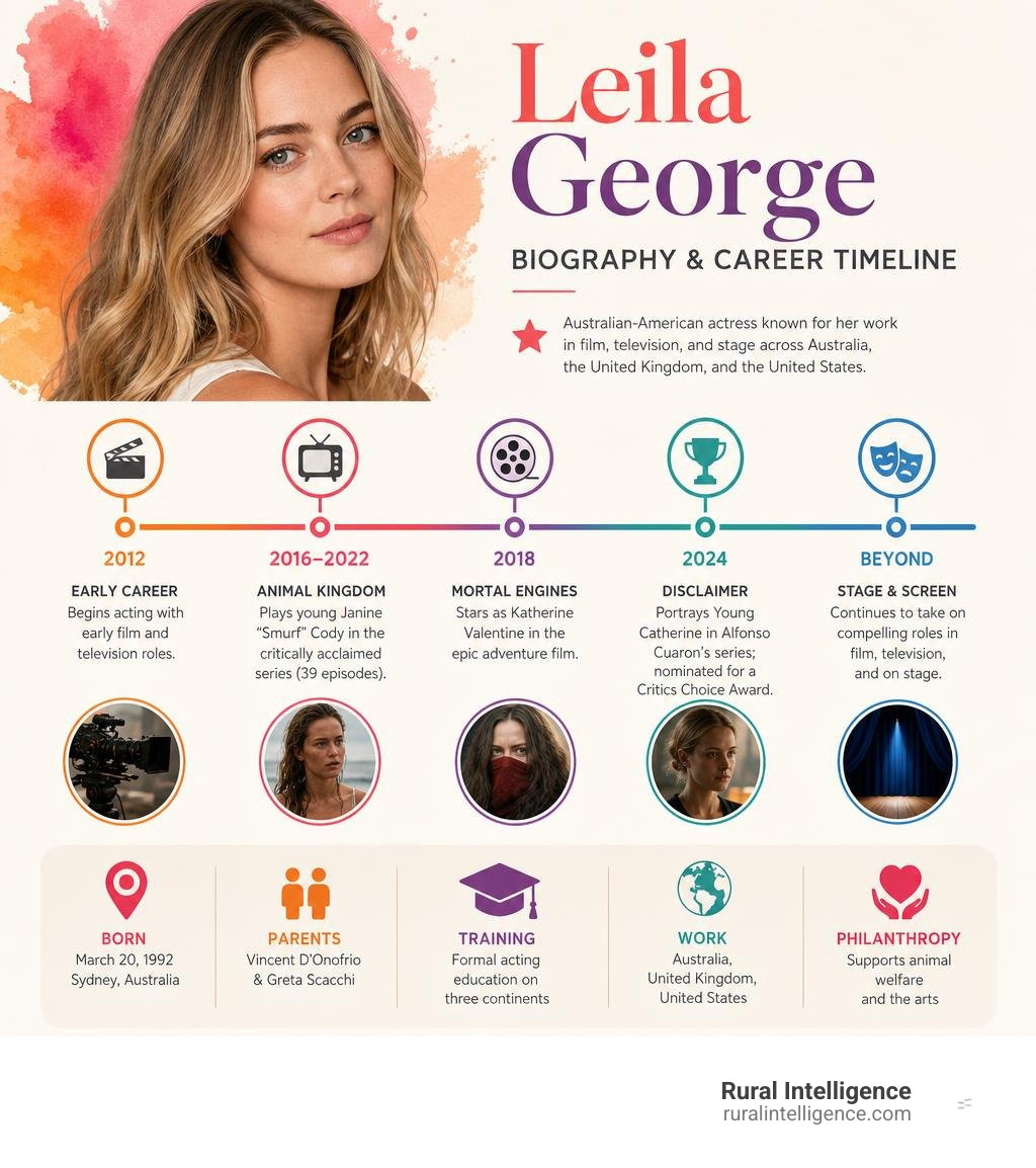 Leila George biography and career timeline infographic