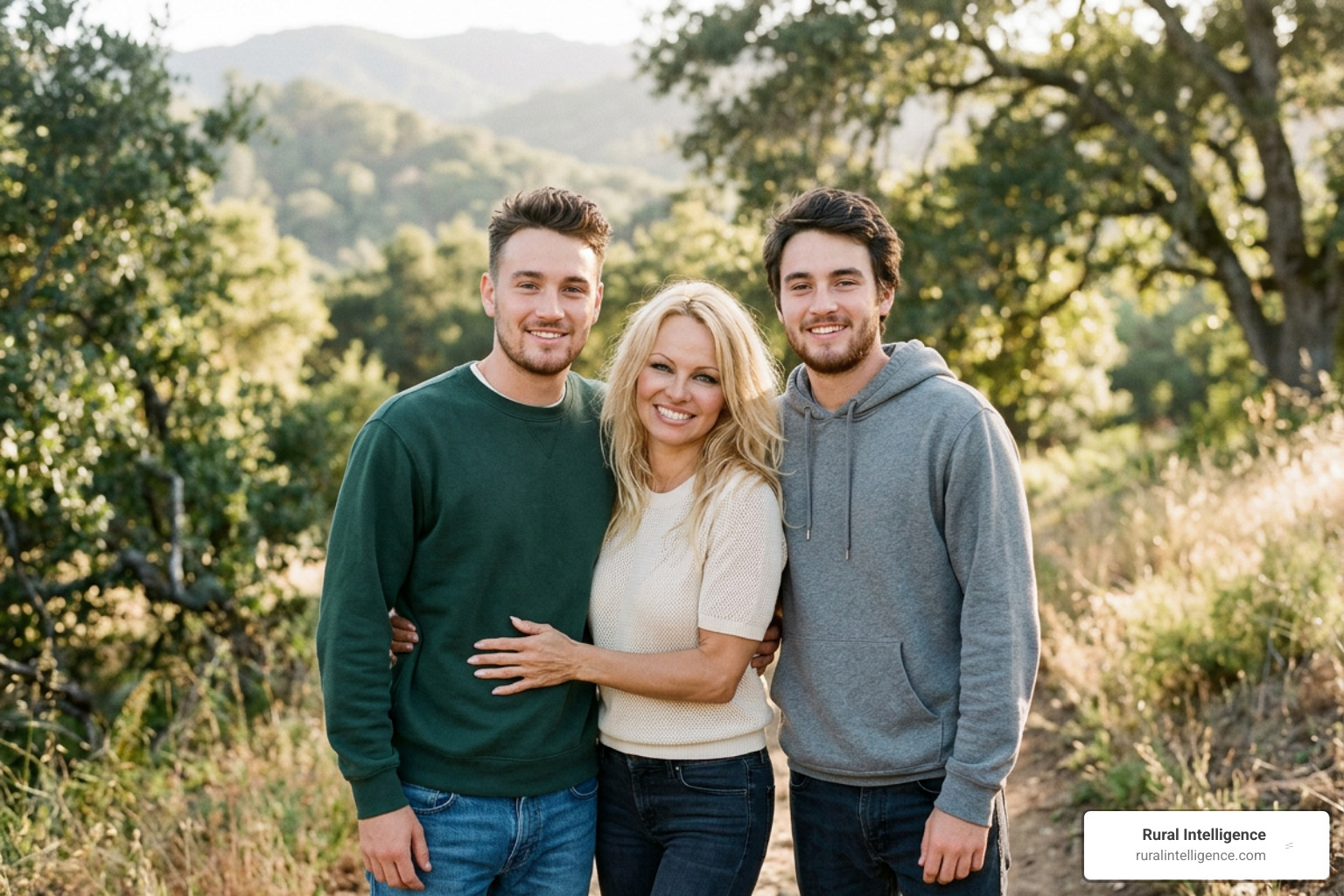 Pamela Anderson with her sons Brandon and Dylan
