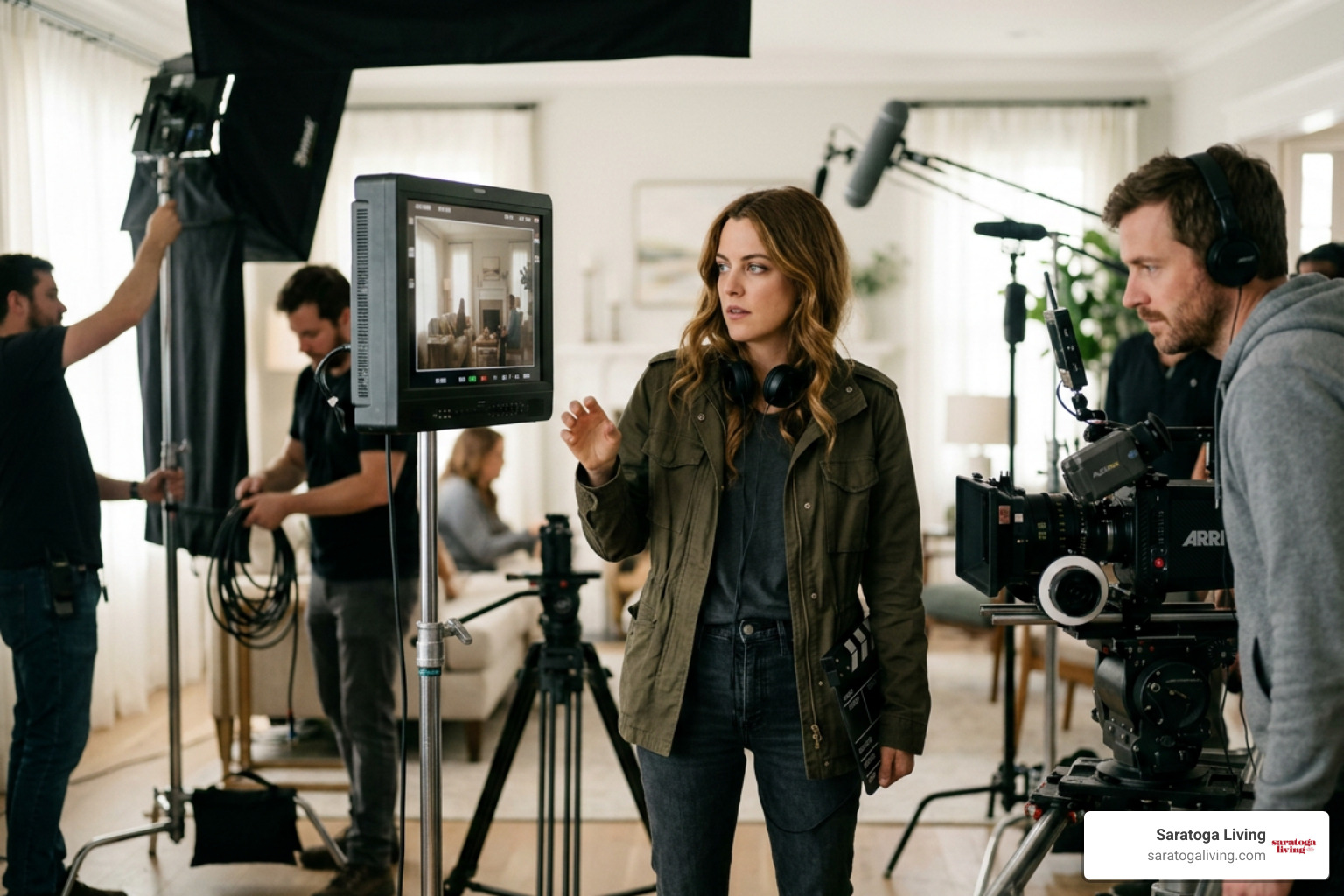 Riley Keough behind the camera directing on set Riley Keough behind the camera directing on set