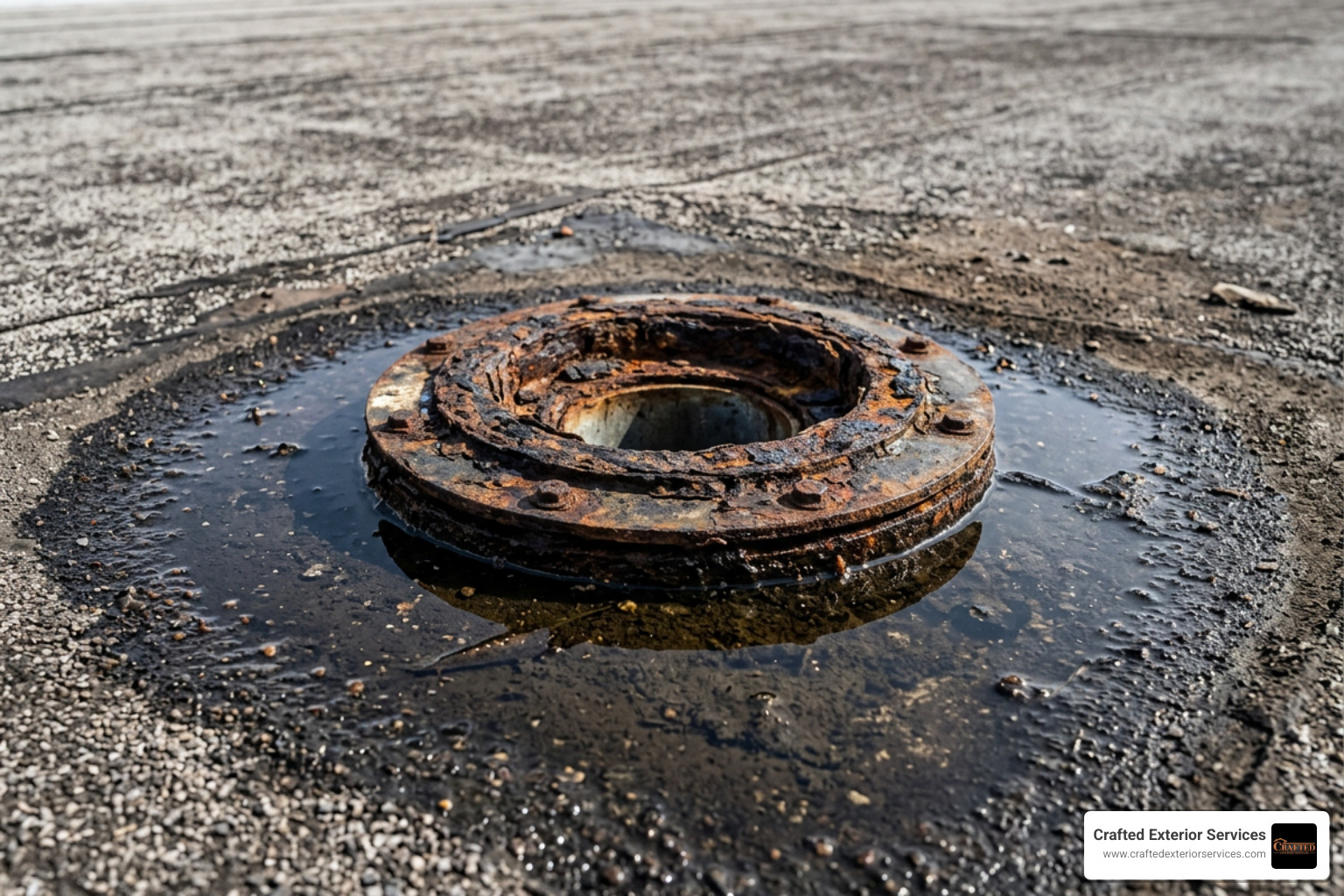corroded roof drain flange with standing water corroded roof drain flange with standing water