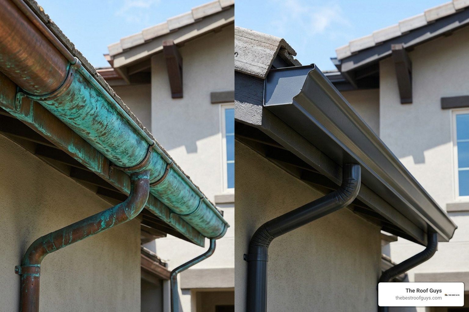 Comparison of heavy metal gutters including copper and coated steel Comparison of heavy metal gutters including copper and coated steel