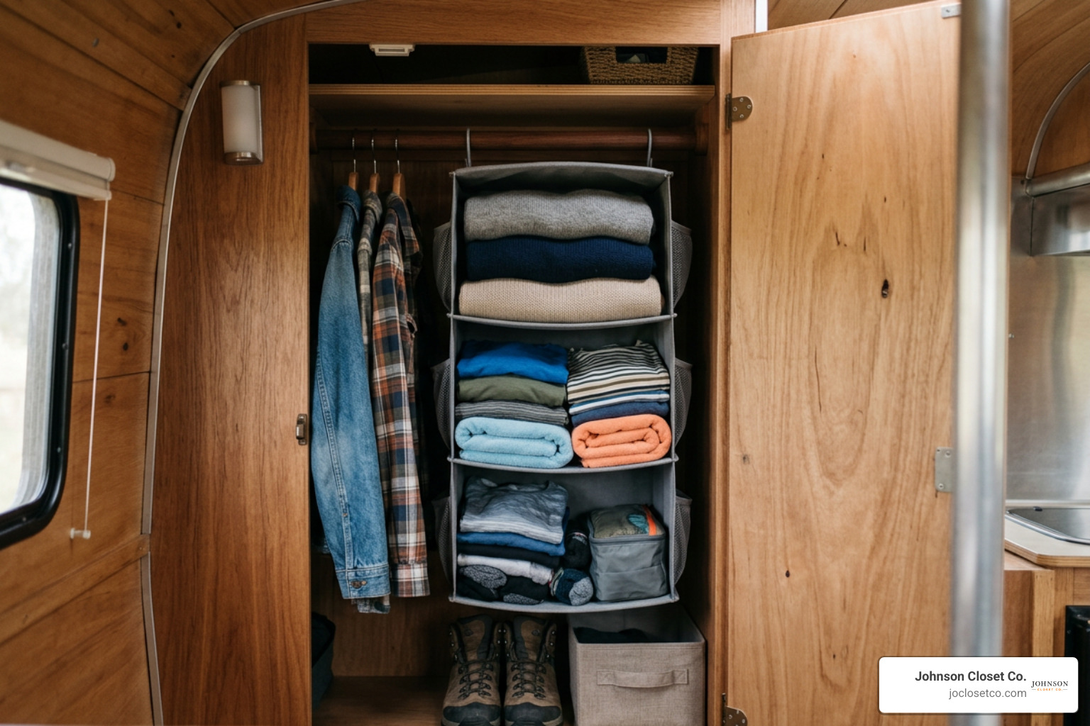 compact 3 shelf organizer installed in a travel trailer wardrobe compact 3 shelf organizer installed in a travel trailer wardrobe