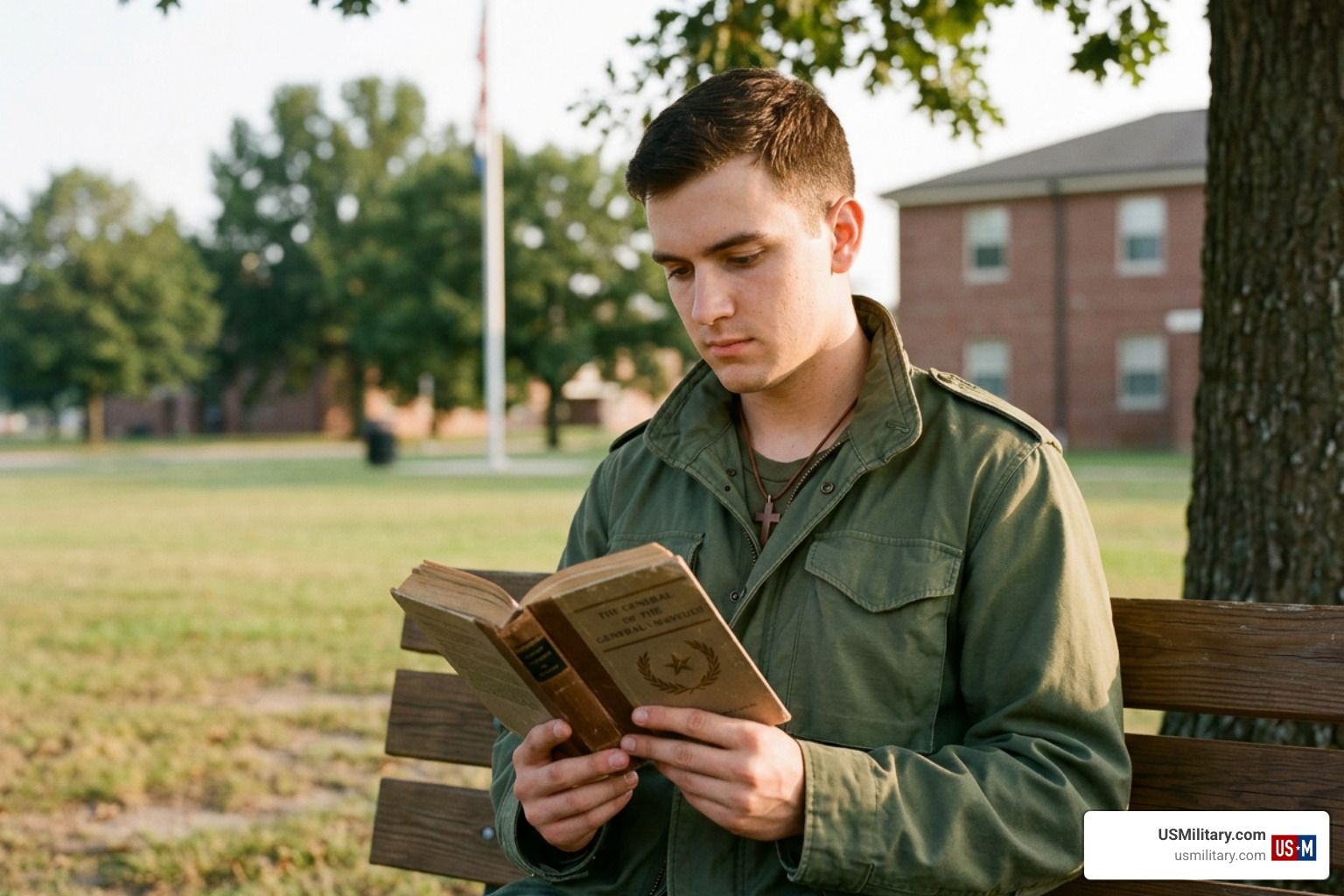 American soldier reading a devotional book American soldier reading a devotional book