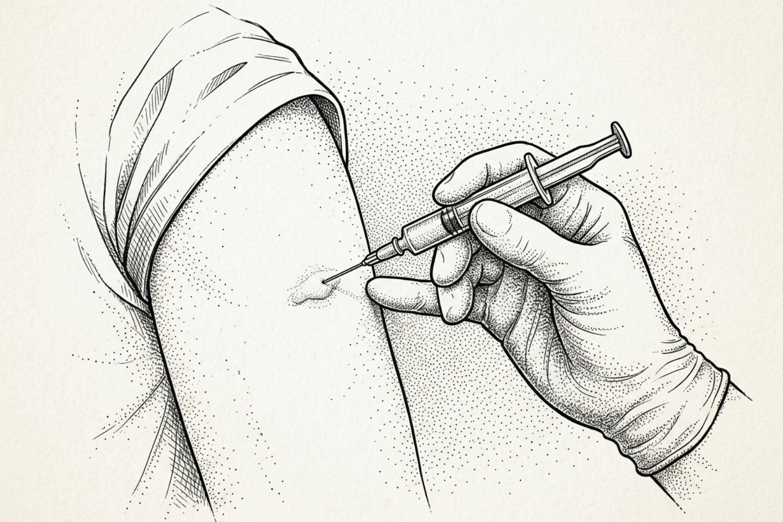 Intralesional triamcinolone injection being administered into a keloid scar