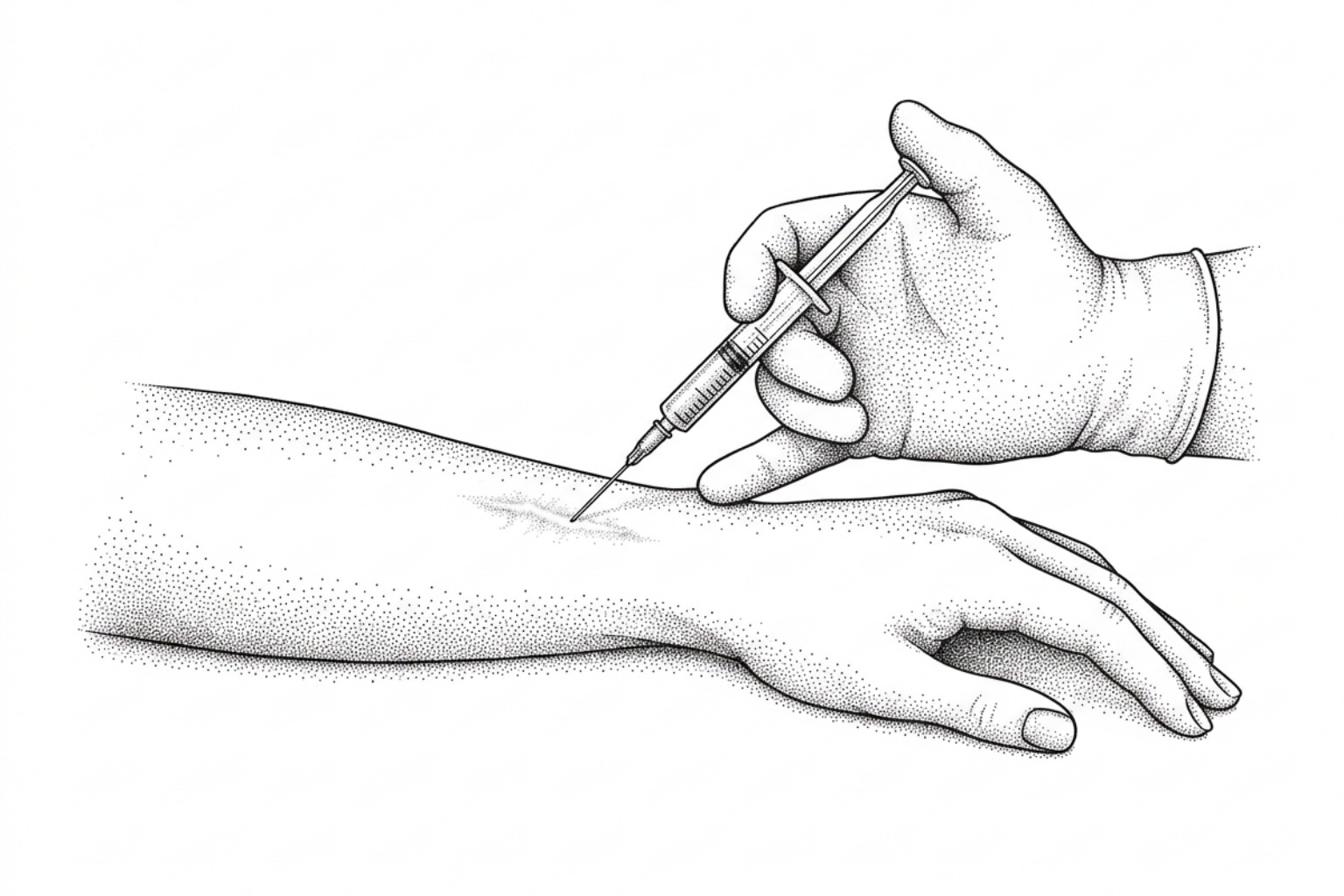 Clinician comparing steroid injection, silicone gel sheeting and pressure therapy options for a raised scar
