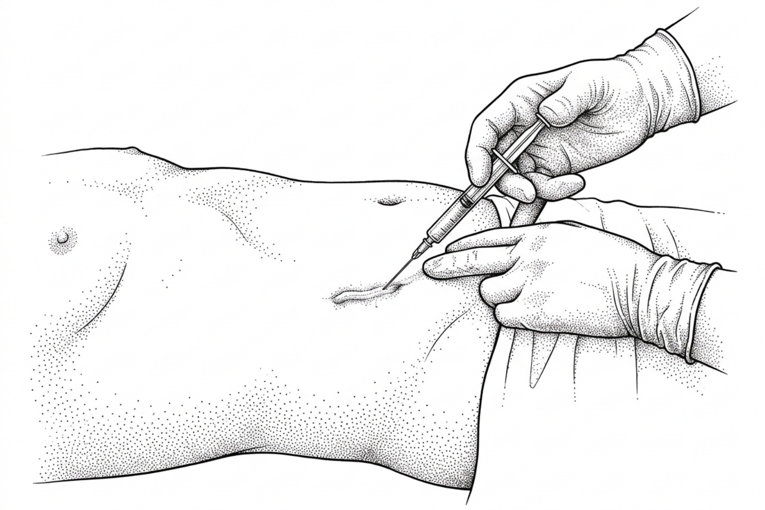 dermatologist administering intralesional steroid injection with a fine gauge needle