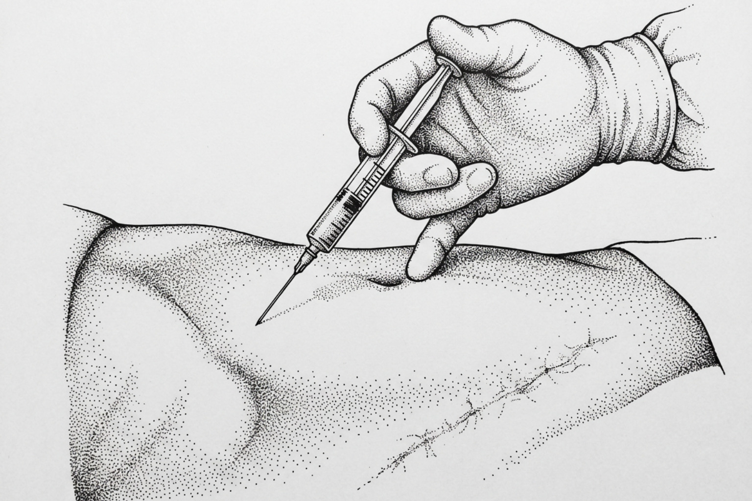 Clinician injecting corticosteroid into a raised caesarean section scar