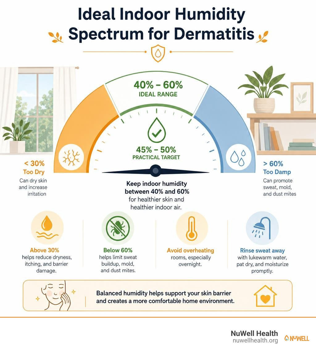 ideal indoor humidity spectrum for dermatitis infographic ideal indoor humidity spectrum for dermatitis infographic