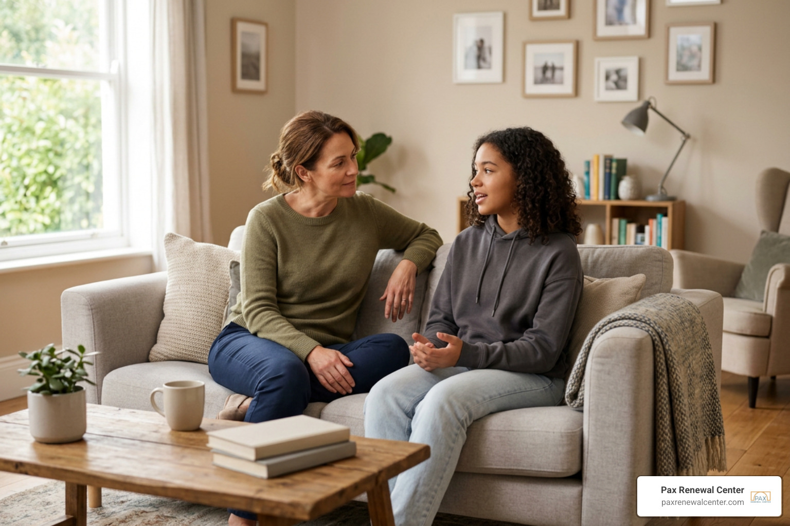 parent having an open conversation with an adolescent parent having an open conversation with an adolescent
