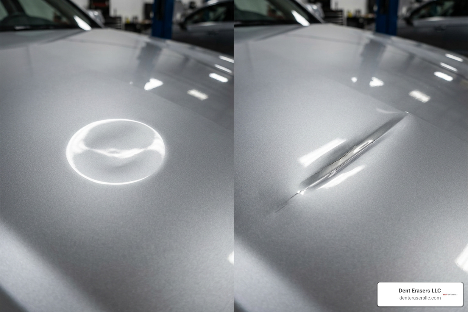 comparing shallow hood ding with sharp crease dent Comparing Shallow Hood Ding With Sharp Crease Dent