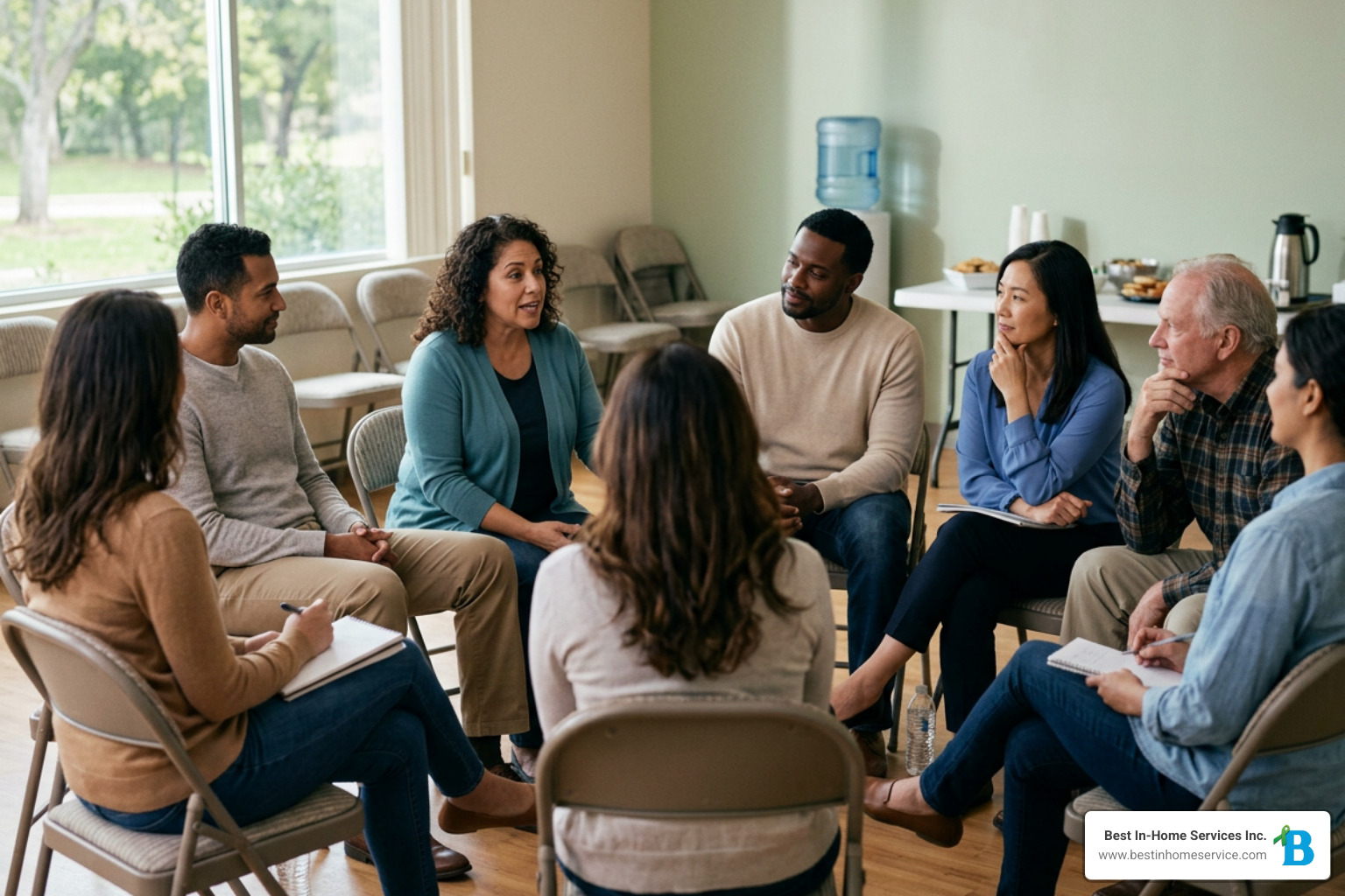 Community caregiver support meeting in Evanston