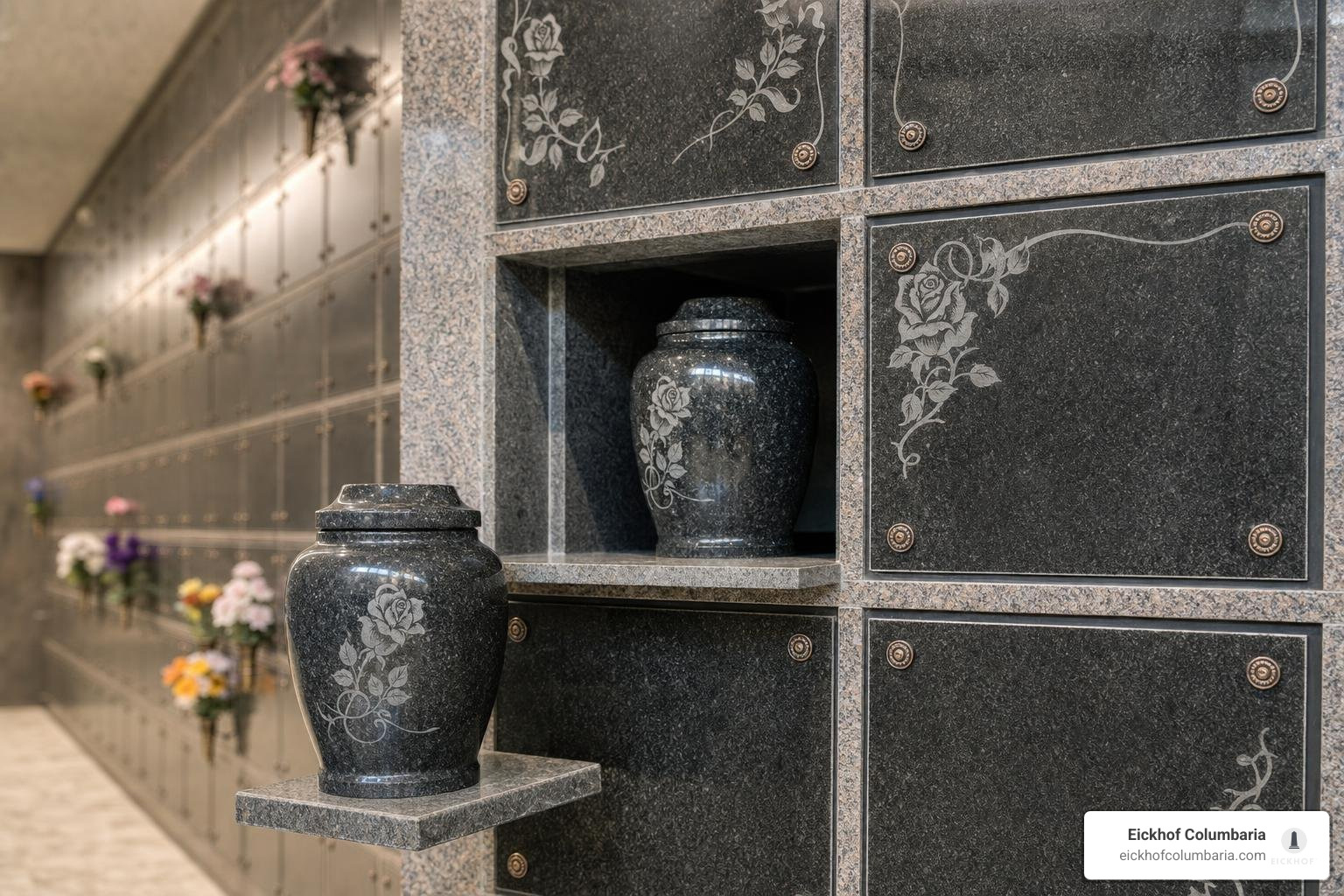 engraved granite niche faceplates with companion urns engraved granite niche faceplates with companion urns