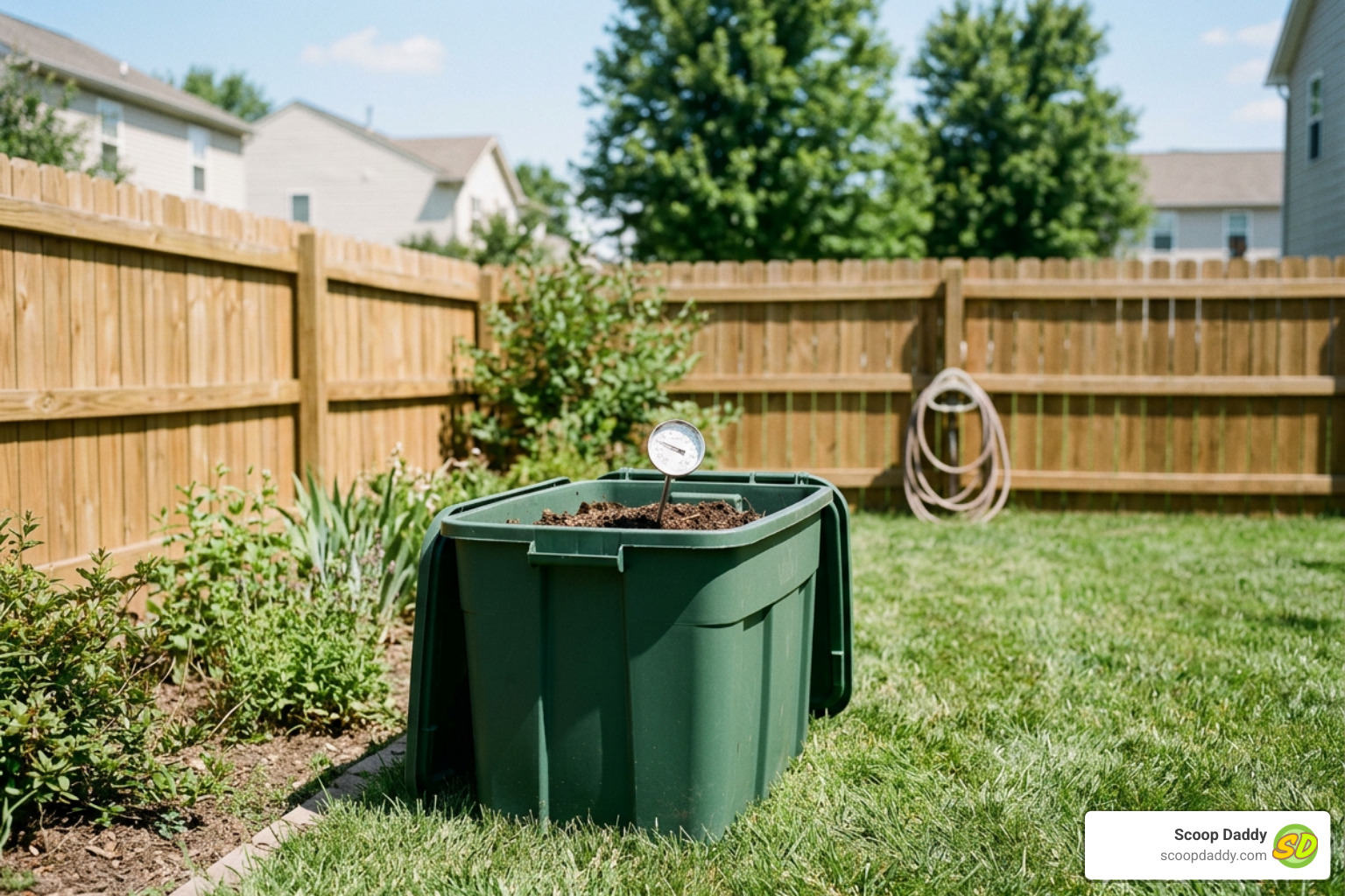 Dedicated pet waste compost bin with dial thermometer