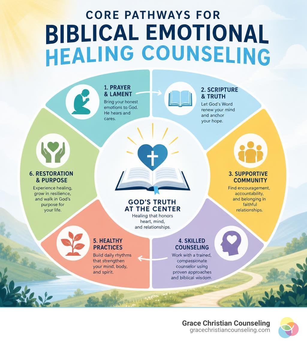 Core pathways for biblical emotional healing counseling infographic Core pathways for biblical emotional healing counseling infographic