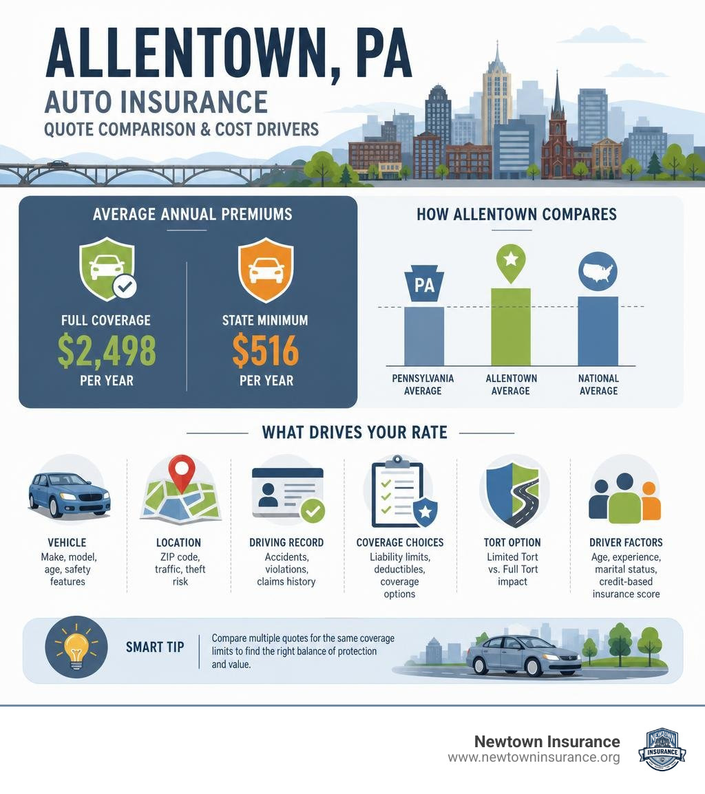 Allentown auto insurance quote comparison and cost drivers infographic Allentown auto insurance quote comparison and cost drivers infographic