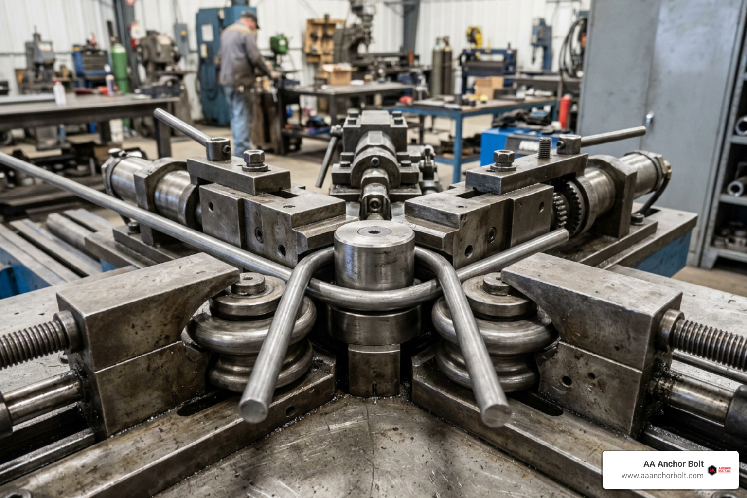 Converging roller paths and positive wedge locking tooling forming symmetrical legs
