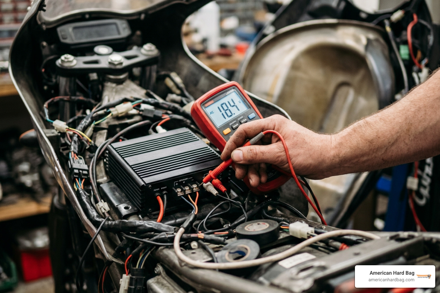 Multimeter setting amplifier output voltage gains