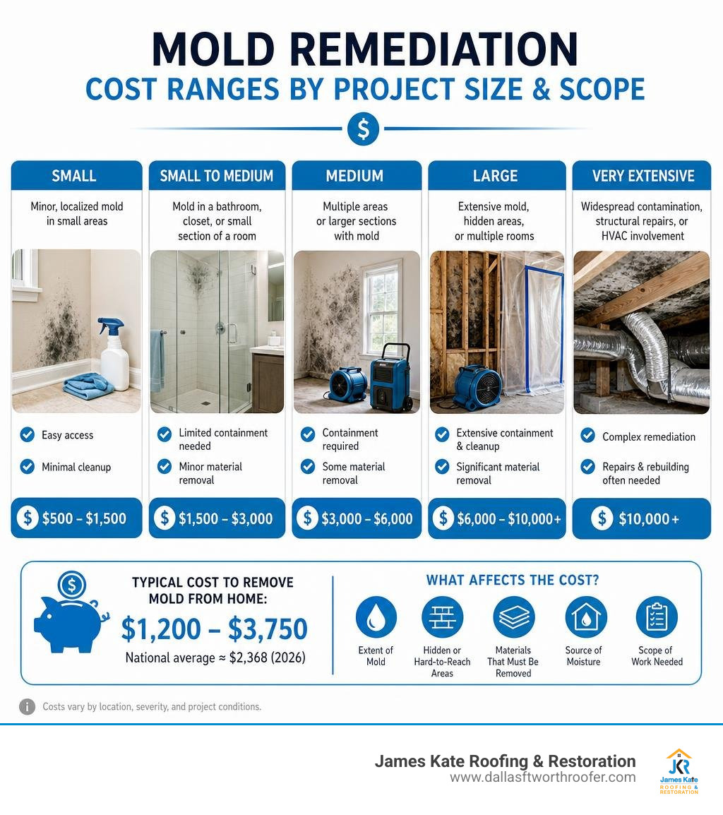 Mold remediation cost ranges by project size and scope infographic Mold remediation cost ranges by project size and scope infographic