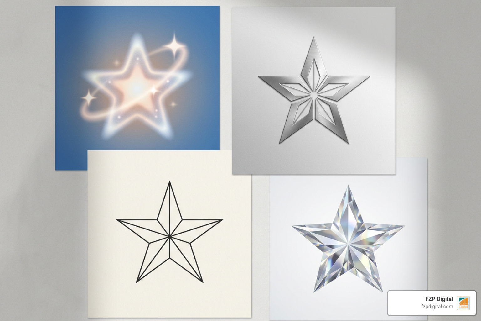 diverse star variations from Y2K sparkle to geometric monograms diverse star variations from Y2K sparkle to geometric monograms