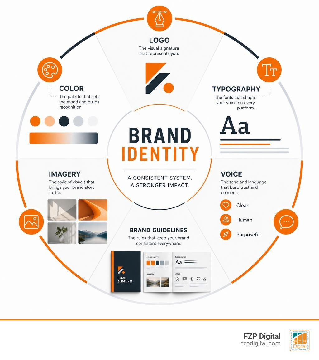 Infographic showing logo color typography imagery voice and brand guidelines infographic Infographic showing logo color typography imagery voice and brand guidelines infographic