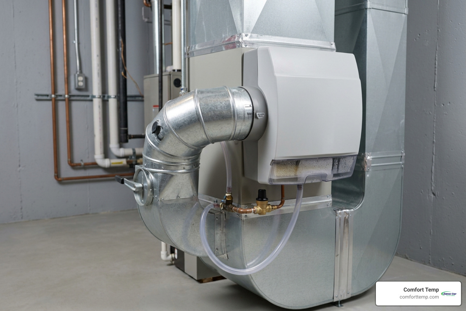 central whole home humidifier installed on HVAC ductwork central whole home humidifier installed on HVAC ductwork