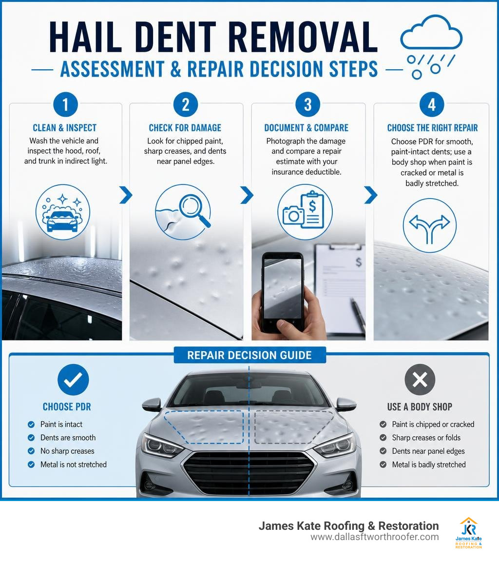 hail dent removal assessment and repair decision steps infographic hail dent removal assessment and repair decision steps infographic