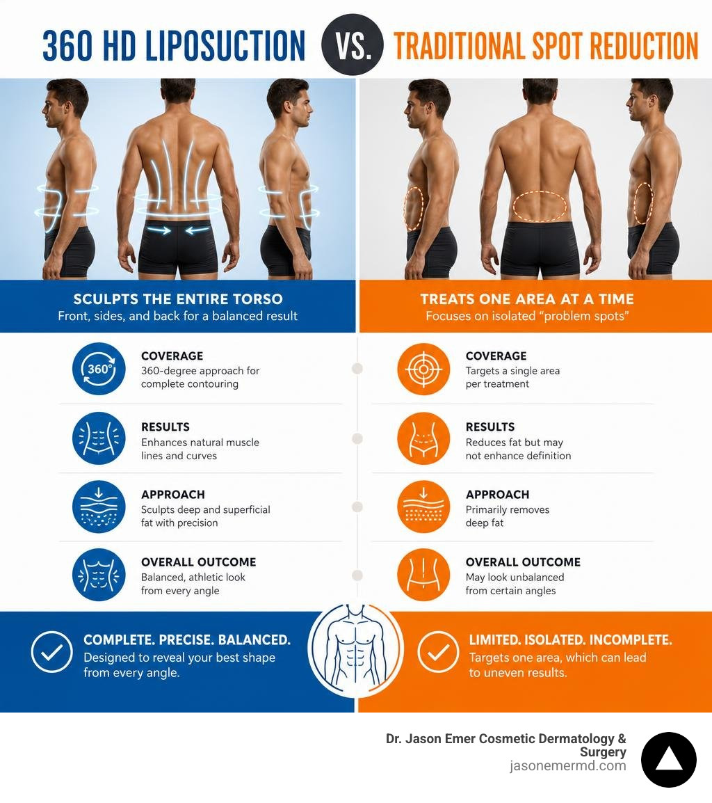 360 HD liposuction versus traditional spot reduction infographic