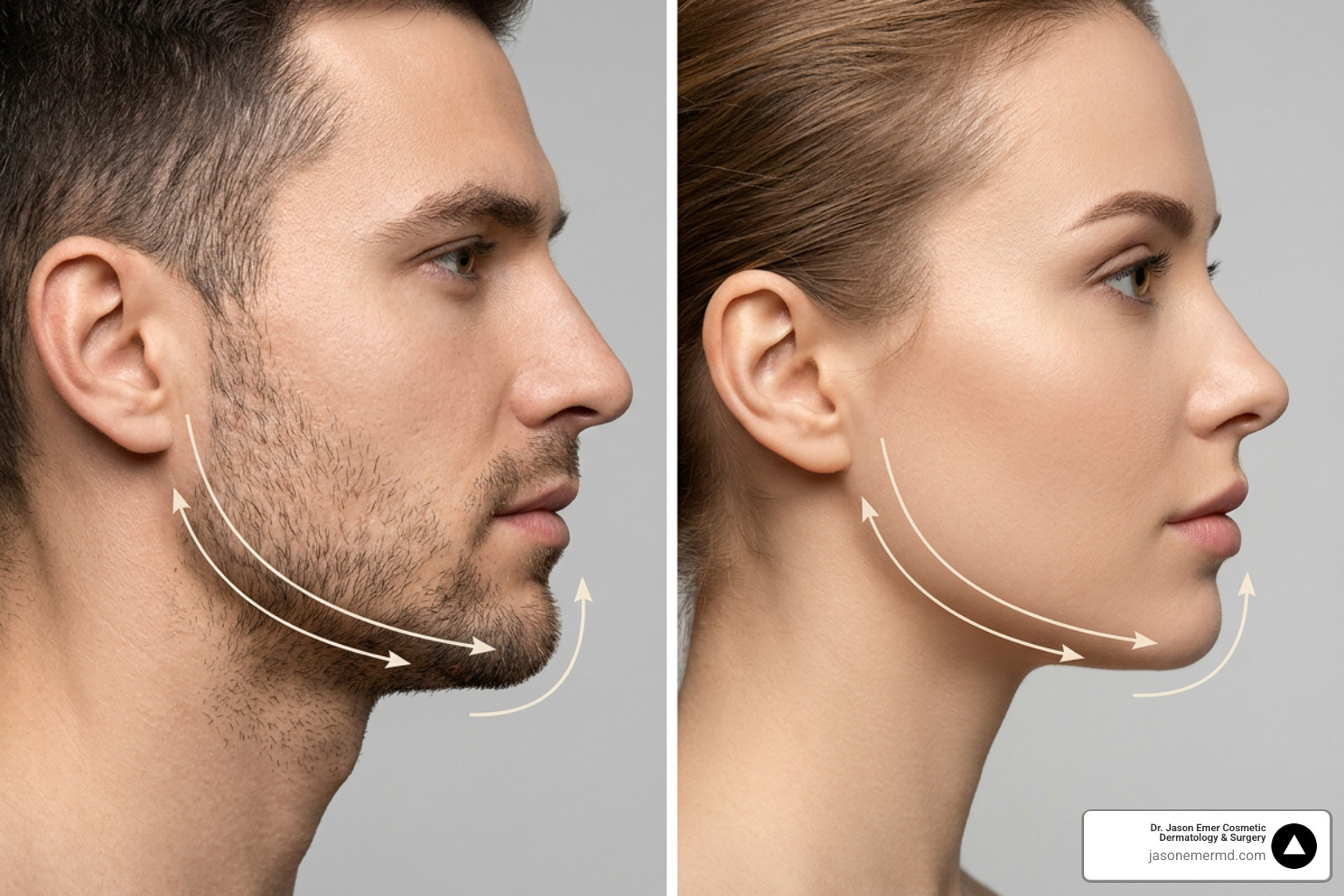 Male versus female jawline aesthetic vectors and gonial angle differences