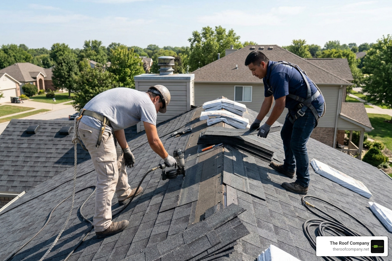 Roof installation with Class 4 impact-resistant architectural shingles