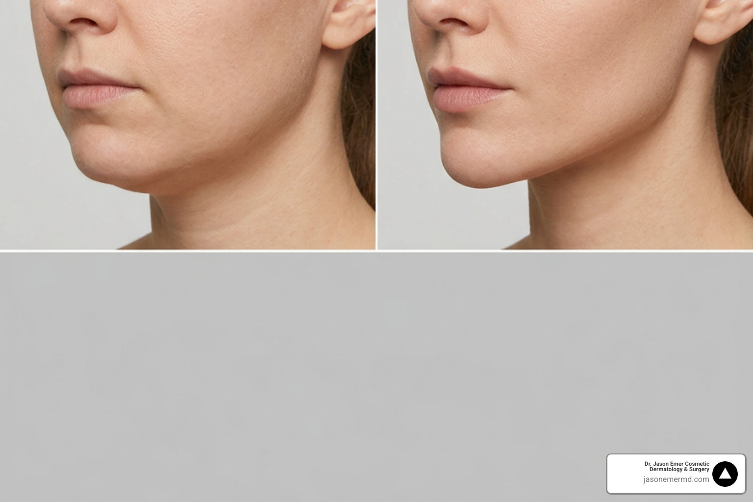 Non-surgical jawline contouring before and after dermal filler and biostimulator treatment