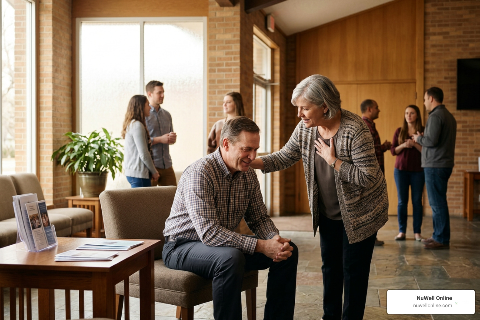 Supportive church community walking alongside a healing trauma survivor Supportive church community walking alongside a healing trauma survivor