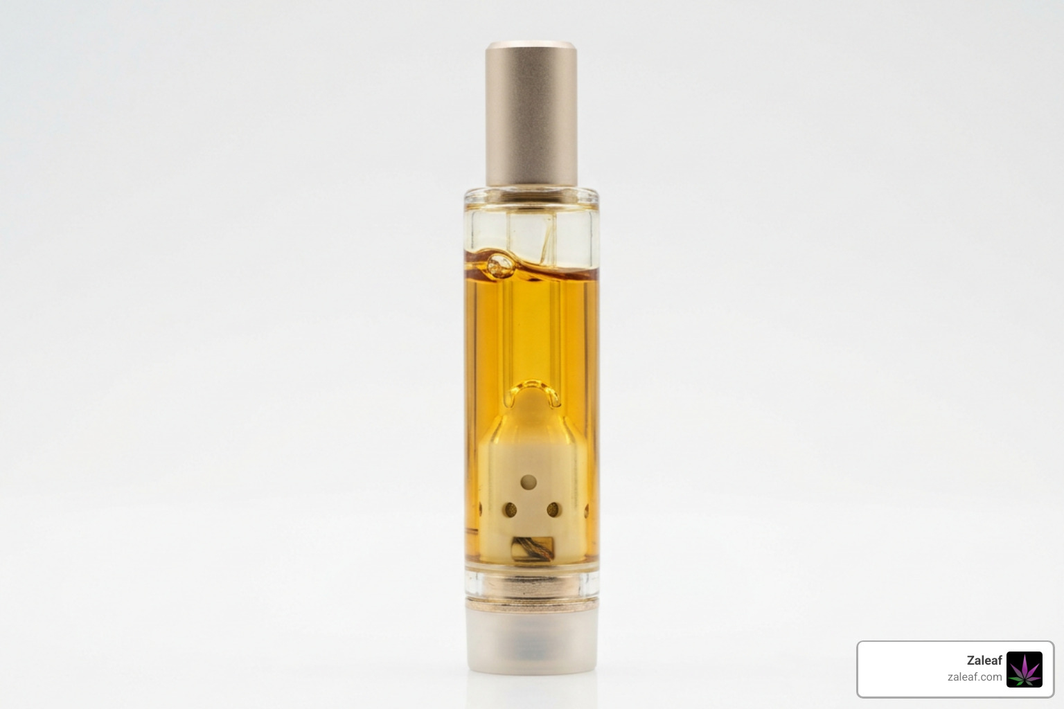 Pure golden cannabis distillate in a ceramic cartridge Pure golden cannabis distillate in a ceramic cartridge
