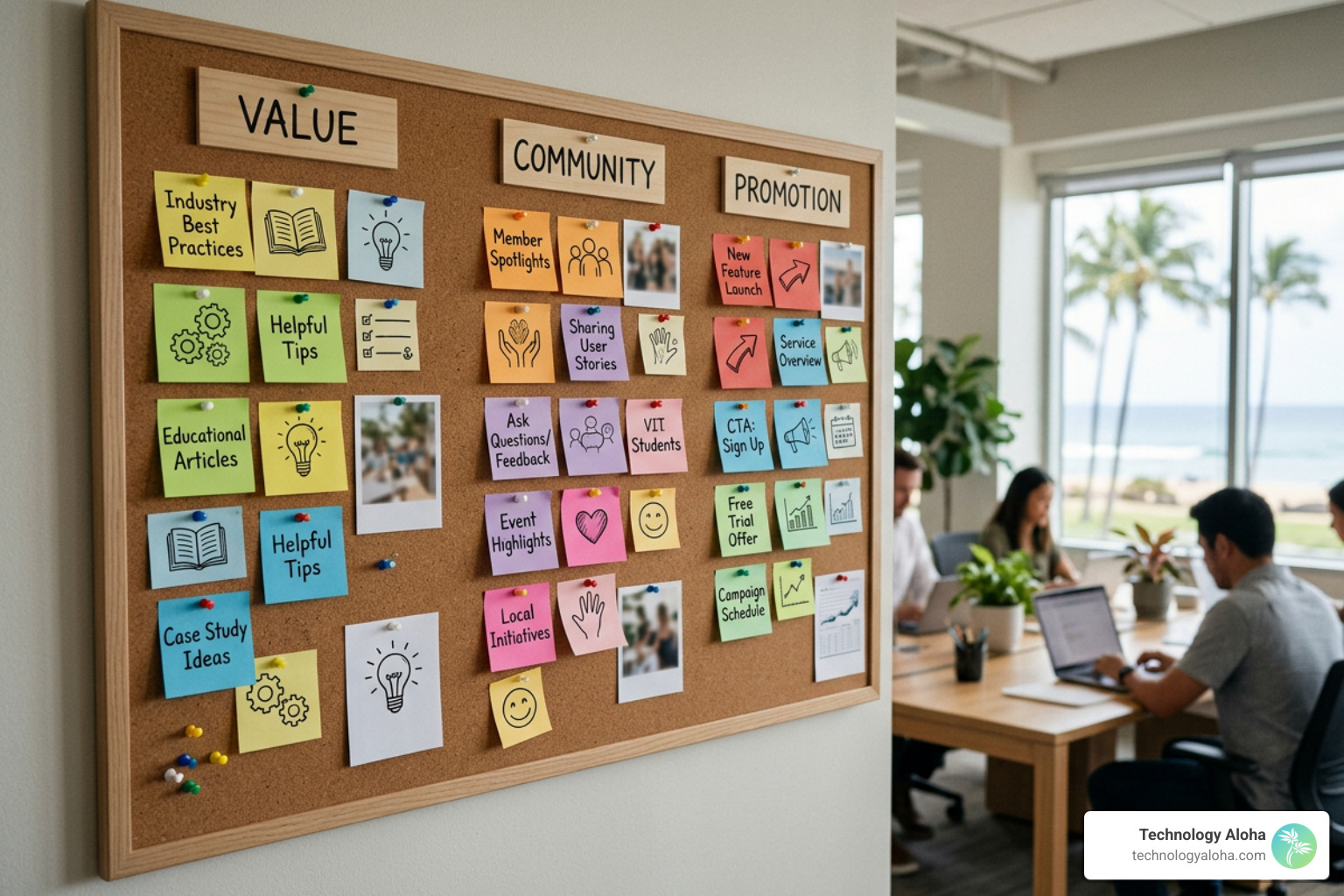 social media content pillar categorization showing value community and promotion social media content pillar categorization showing value community and promotion