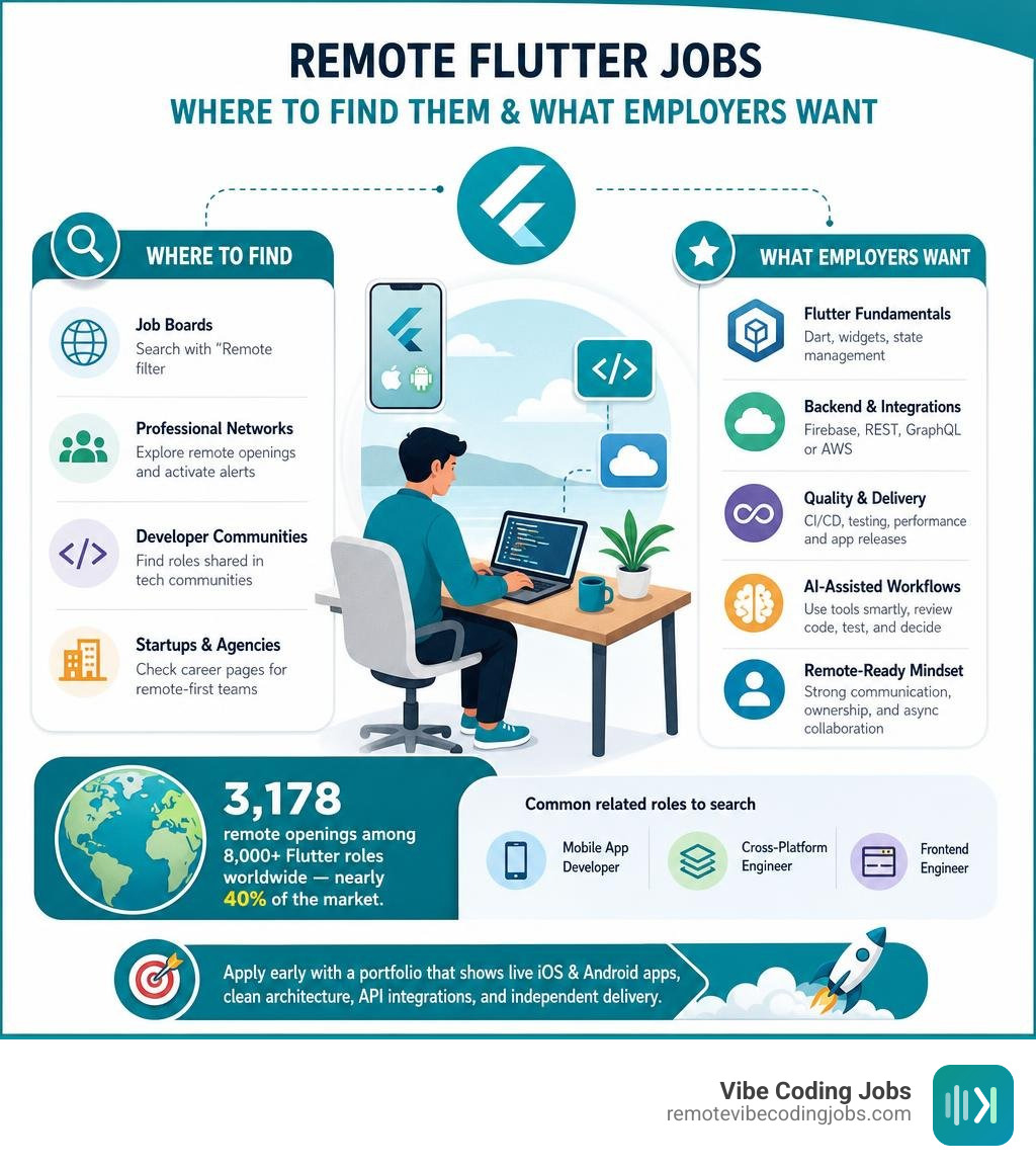 Infographic: where to find remote Flutter jobs and what employers want infographic