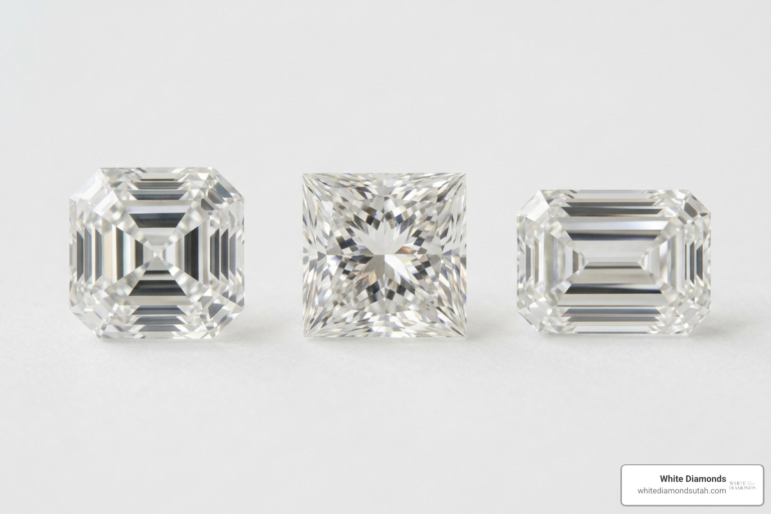 Comparison of square and rectangular diamond cuts side by side Comparison of square and rectangular diamond cuts side by side