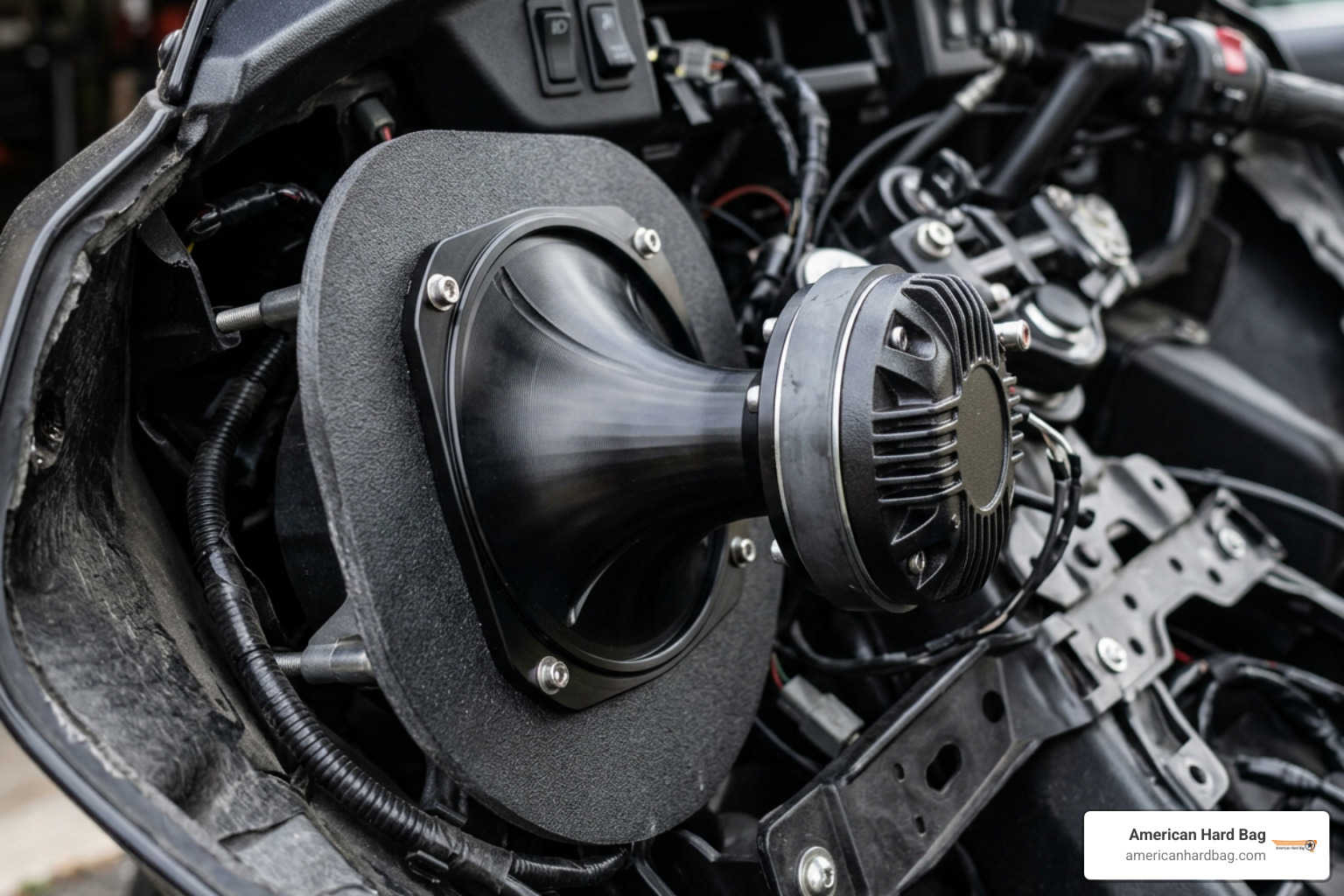 Precision horn waveguide mounted in a fairing baffle