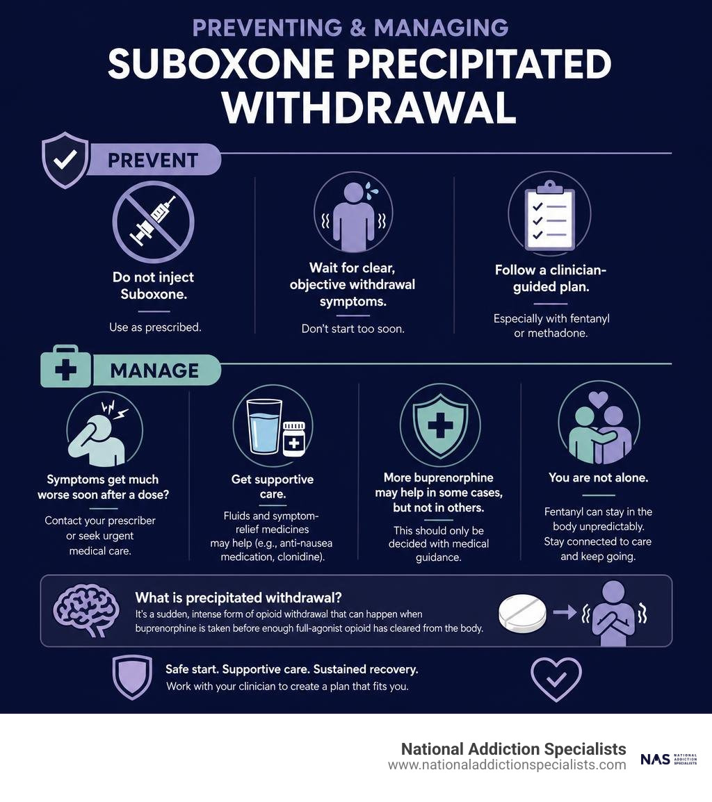 Preventing and managing Suboxone precipitated withdrawal infographic Preventing and managing Suboxone precipitated withdrawal infographic